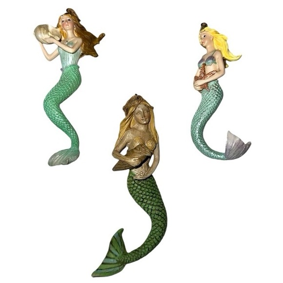 Set of 3 Adornment Mermaid Resin Ornaments - Picture 1 of 6